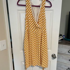LOFT yellow and white striped sleeveless dress. Size 12